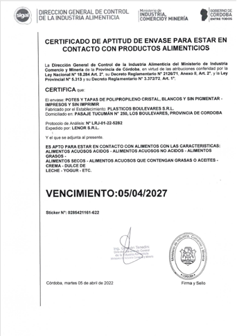 Pote y Tapa PP Cristal, Blanco y Sin Pigmentar