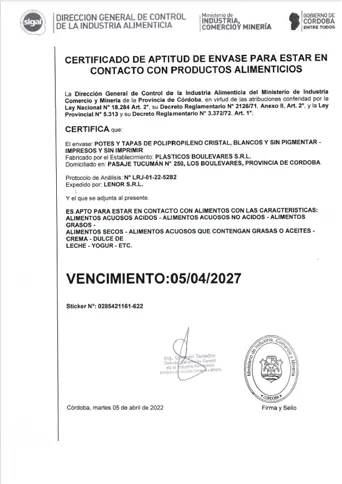 Pote y Tapa PP Cristal, Blanco y Sin Pigmentar
