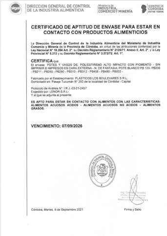 Pote y Tapa PP Cristal, Blanco y Sin Pigmentar